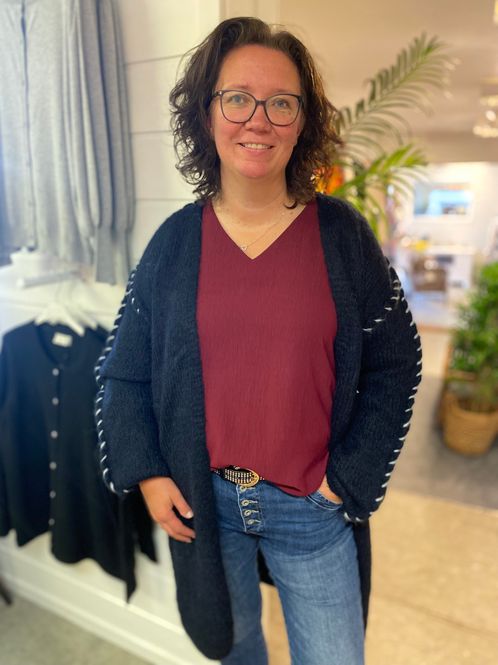 Hovedbilde Cardigan, svart med hvite detaljer