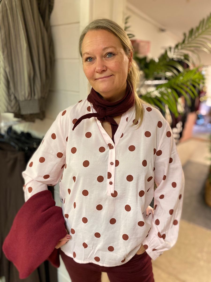 Polkadott bluse, rosa/burgunder