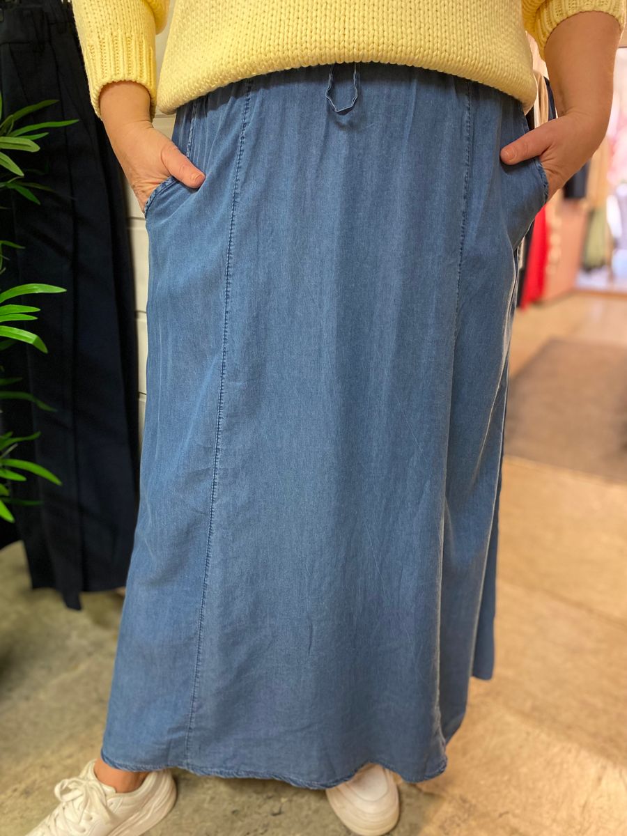Denim skjørt, langt