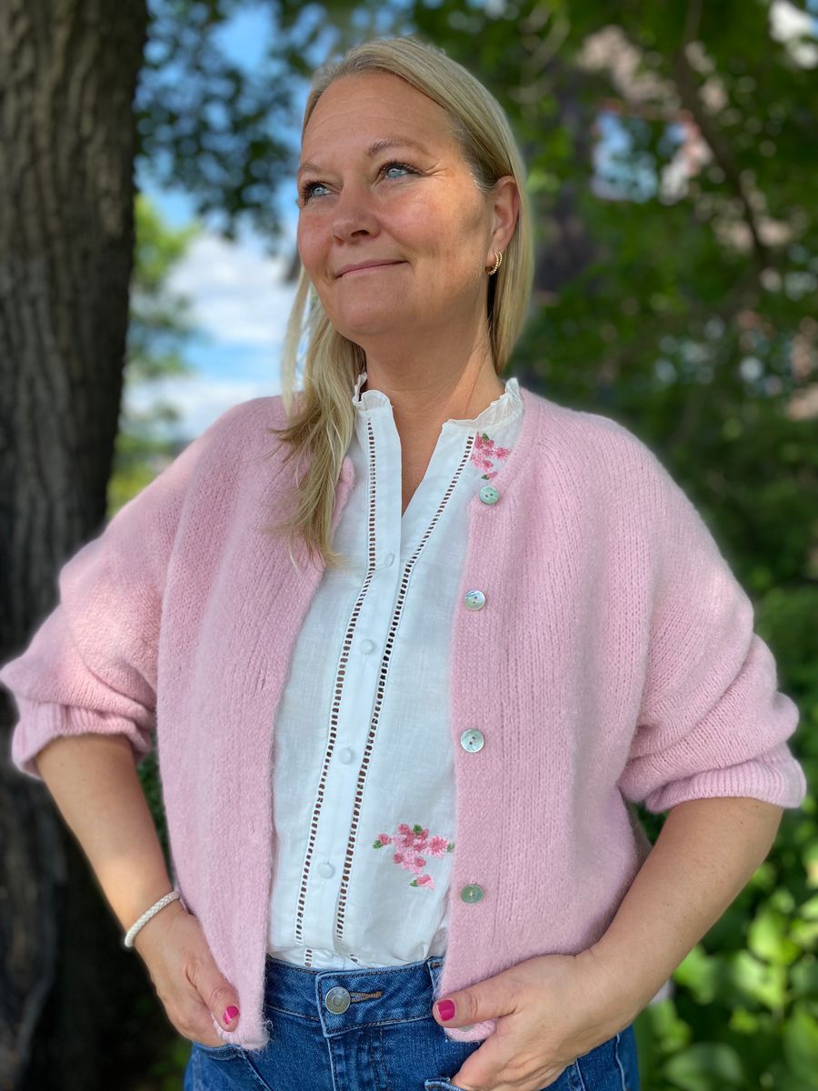 Moa Cardigan, lys rosa