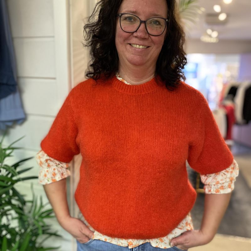 Mohair genser, orange/tomat