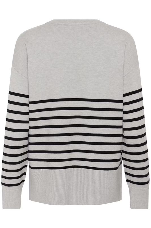 KA Limone genser, Grey melange/black stripes